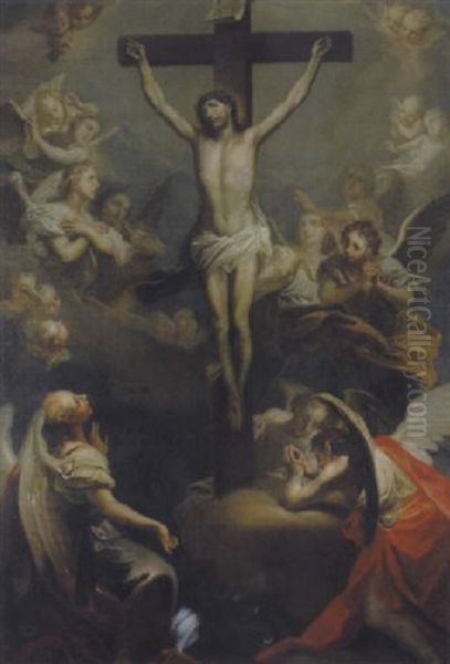 Der Gekreuzigte Christus In Einer Engelsglorie Oil Painting by Christoph Thomas Scheffler