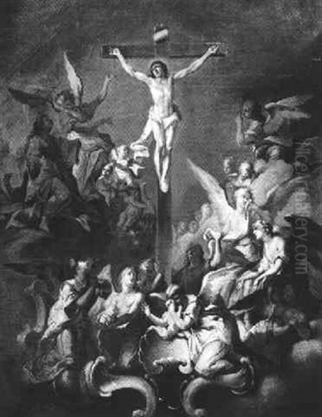 Der Gekreuzigte Christus In Einer Engelsglorie Oil Painting by Christoph Thomas Scheffler