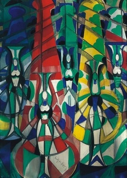 Tancolo Figurak Oil Painting by Hugo Scheiber