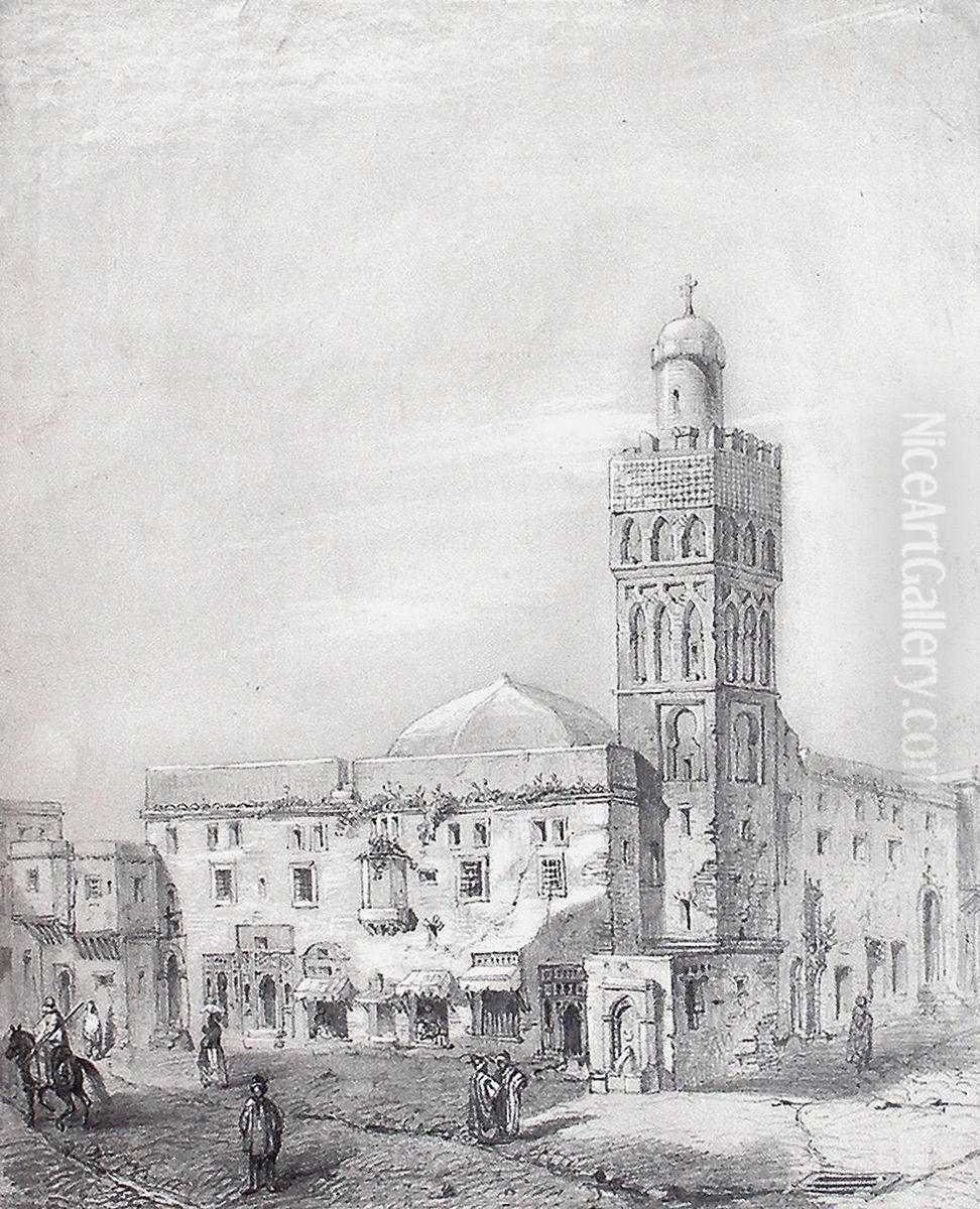 Mosquee Enalgerie Oil Painting by Gustave Desire Bournichon