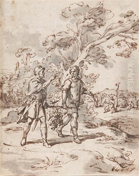 Die Kundschafter (+ Der Sundenfall, Verso) Oil Painting by Matthias Scheits