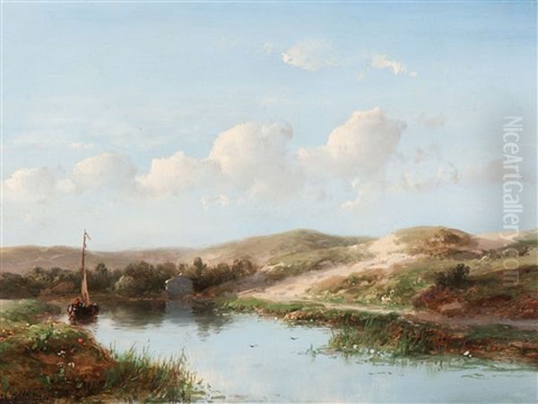 Behind The Dunes Oil Painting by Andreas Schelfhout
