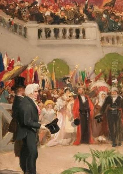 De Inhuldiging Oil Painting by Auguste Bourotte