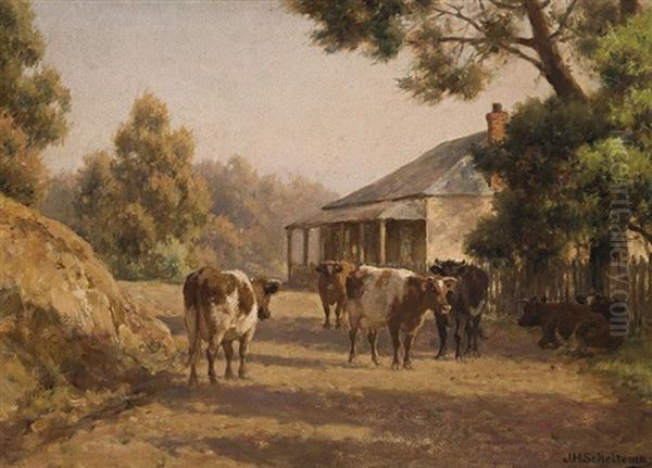 In The Morning Sun, Blackwood, Victoria Oil Painting by Jan Hendrik Scheltema