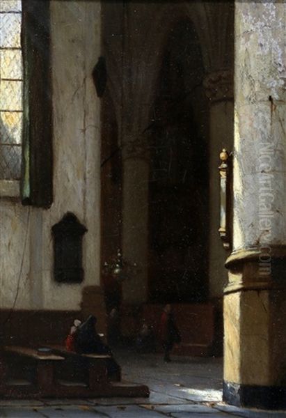 In De Hooglandsche Kerk Te Leiden Oil Painting by Jan Jacob Schenkel