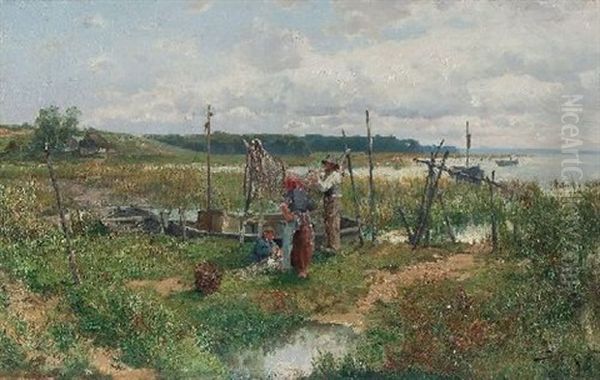 Boddenlandschaft Oil Painting by Jacques Matthias Schenker