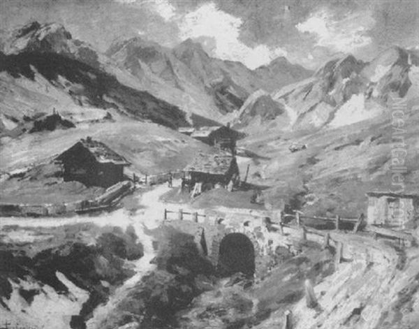 Zillertal Oil Painting by Jacques Matthias Schenker