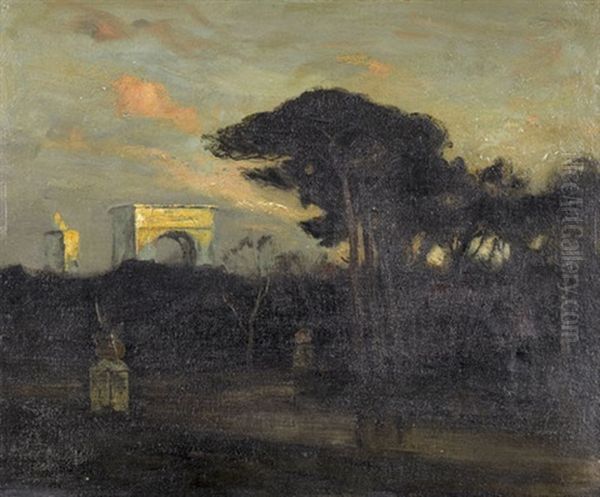 Forum Romanum Im Abendrot Oil Painting by Hans Friedrich Emanuel Van Schennis
