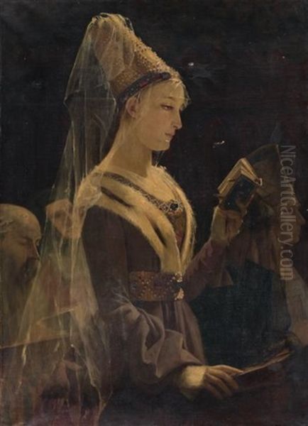 Isabeau De Baviere En Priere Oil Painting by Jean-Jacques Scherrer