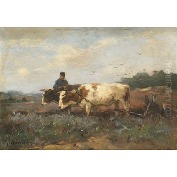 Plowing, Holland Oil Painting by Johan Frederik Cornelis Scherrewitz