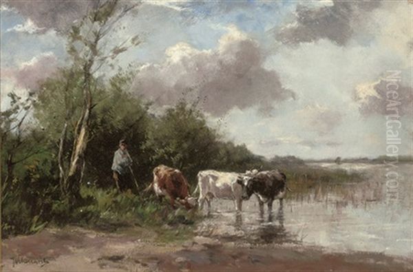 The Watering Place Oil Painting by Johan Frederik Cornelis Scherrewitz