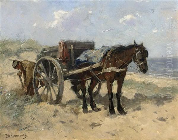 Loading The Sand Cart Oil Painting by Johan Frederik Cornelis Scherrewitz