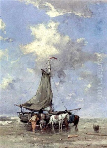 The Clam Diggers Oil Painting by Johan Frederik Cornelis Scherrewitz