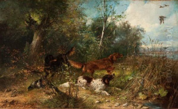 Prairie Dogs Oil Painting by Julius Scheuerer