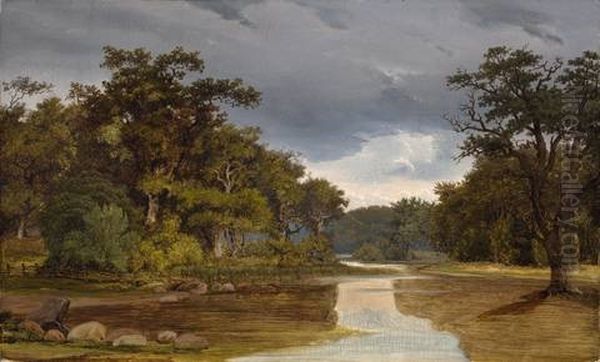 Flusslandschaft Oil Painting by Carl Scheuermann