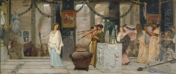 Ein Antikes Fest Im Haus Des Marcus Olconius In Oil Painting by Rudolf Schick