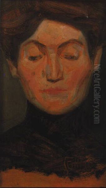 Frauenbildnis Mit Gesenkten Lidern Oil Painting by Egon Schiele