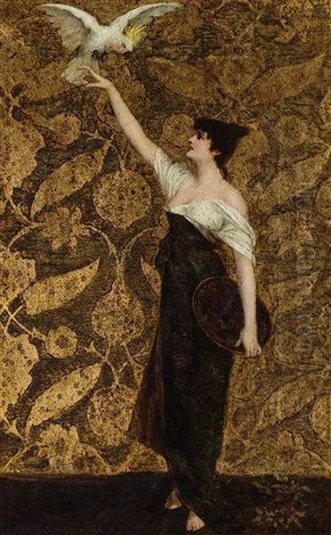 Kobieta Z Papuga Oil Painting by Franz Schier
