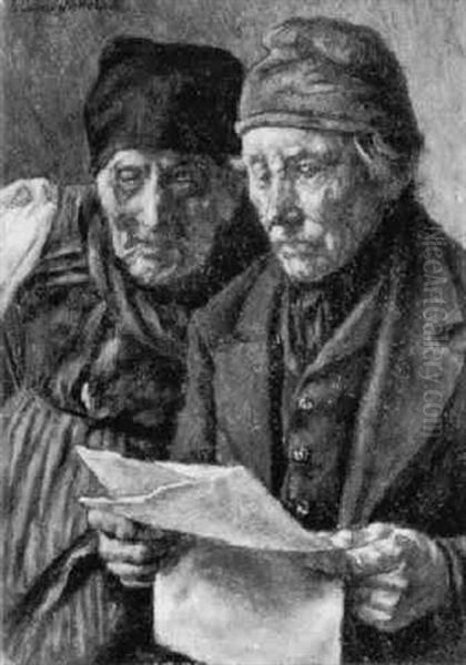 Lesendes Bauernpaar Oil Painting by Hans Schildknecht