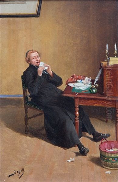 The Curate's Letter Oil Painting by Adolf Schill