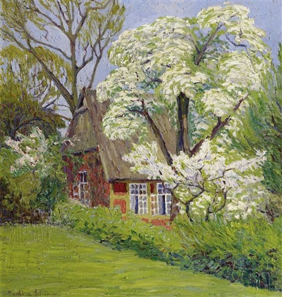 Fruhjahrsblute In Einem Bauerngarten In Fischerhude Oil Painting by Bertha Schilling
