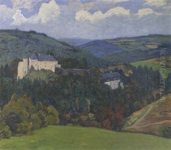 Schlos Monschau In Der Eifel Oil Painting by Bertha Schilling