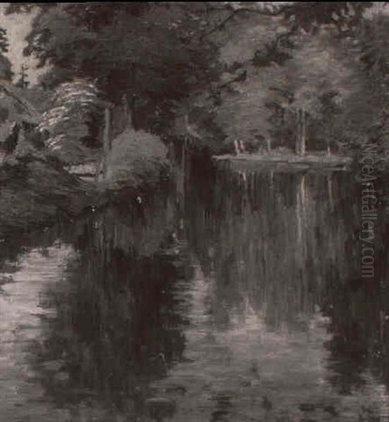 Wummelandschaft Bei Fischerhude Oil Painting by Bertha Schilling