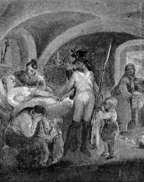 Der Abschied Des Soldaten Von Seinem Kranken Weib Oil Painting by Albert Schindler