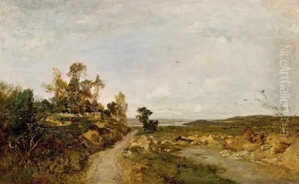 Herbstlandschaft An Der Donau Oil Painting by Emil Jacob Schindler