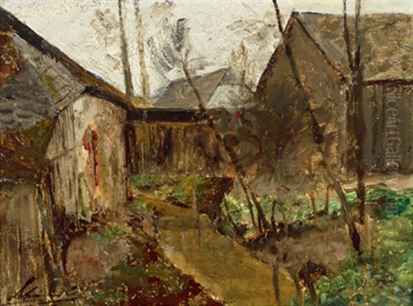 Bauernhauser In Neulengbach Oil Painting by Emil Jacob Schindler