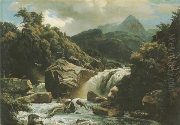 Alpenlandschaft Mit Wildwasser Oil Painting by Johann Wilhelm Schirmer