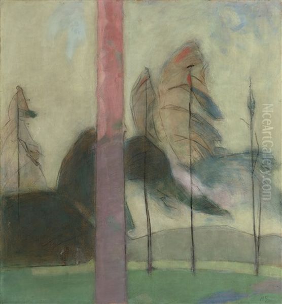 See-saw By The Sea Oil Painting by Helene Schjerfbeck