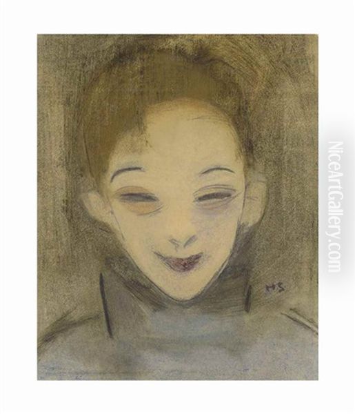Hymyileva Katri / Katri Leende / Katri Smiling Oil Painting by Helene Schjerfbeck