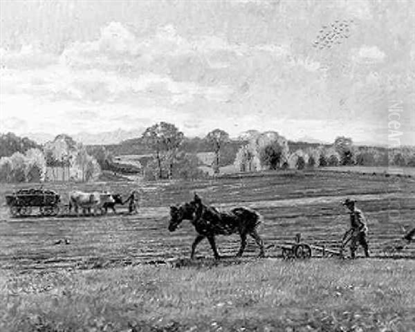 Pflugender Bauer Oil Painting by Johann Georg Schlech