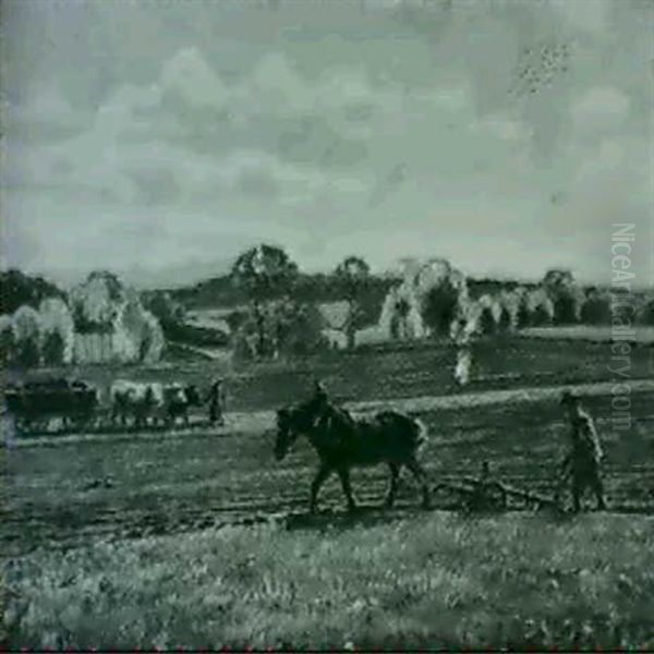 Pflugender Bauer Oil Painting by Johann Georg Schlech