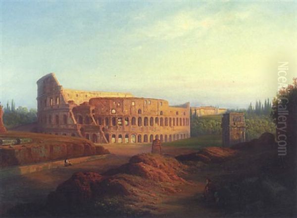 Das Kolosseum In Rom Oil Painting by Julius Schlegel