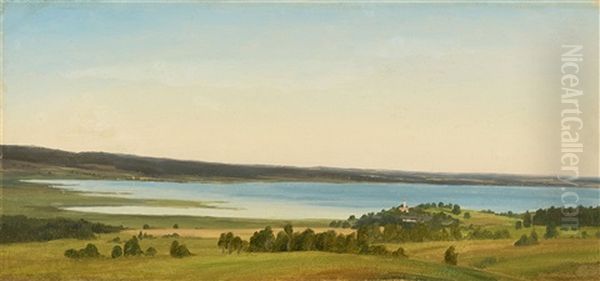 Lake Starnberg Oil Painting by Eduard Schleich the Elder