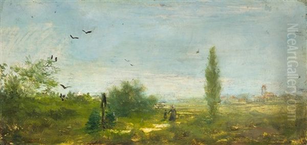 Sommerlandschaft Mit Bildstockl Und Mutter-kindstaffage Oil Painting by Eduard Schleich the Elder