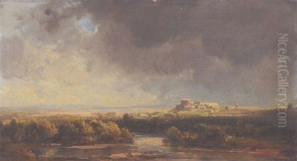 Voralpenlandschaft Oil Painting by Eduard Schleich the Elder