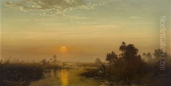 Entenjagd Oil Painting by Eduard Schleich the Younger