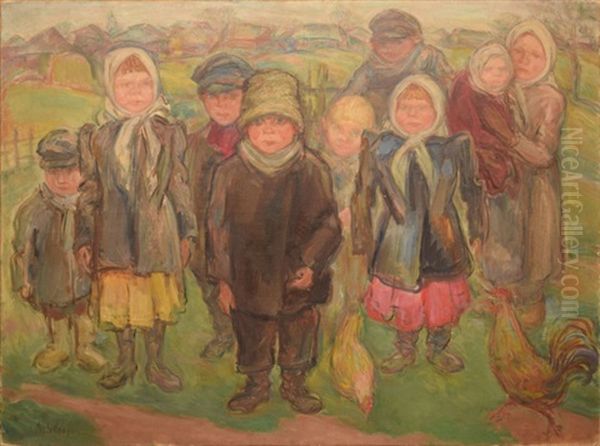 Enfants A La Campagne Oil Painting by Savely Schleifer