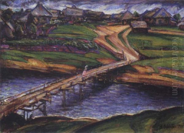 Le Petit Pont Sur La Riviere Oil Painting by Savely Schleifer