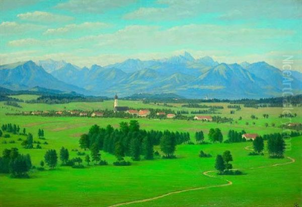 Oberbayrische Landschaft Oil Painting by Carl Schleinkofer