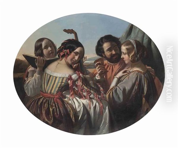 Music In The Mountains Oil Painting by Carl Schlesinger