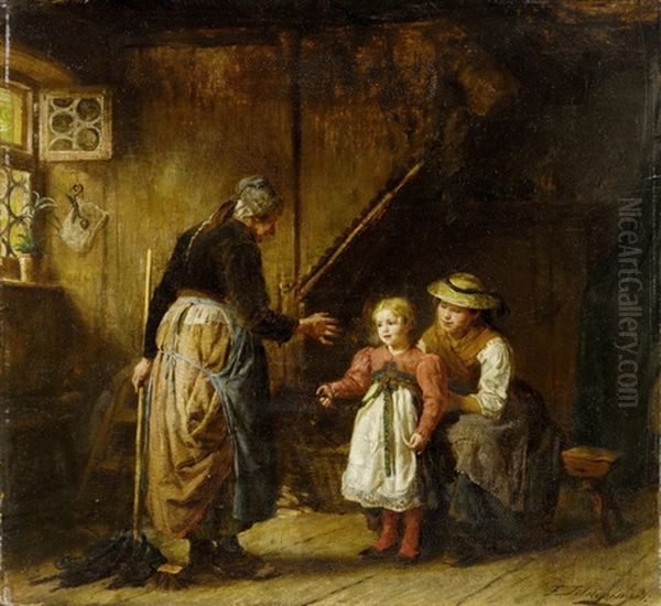 Zu Besuch Bei Grossmutter Oil Painting by Felix Schlesinger