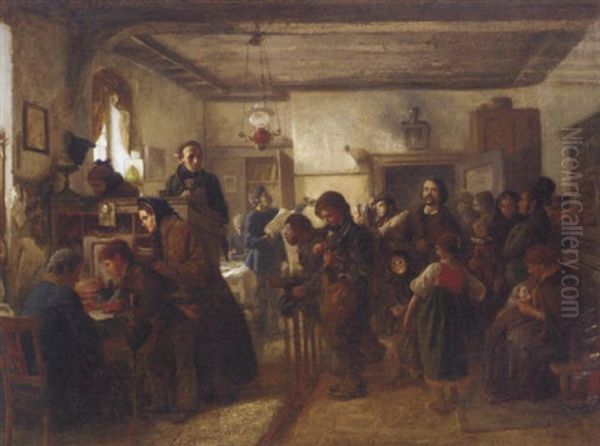 The Census Oil Painting by Felix Schlesinger