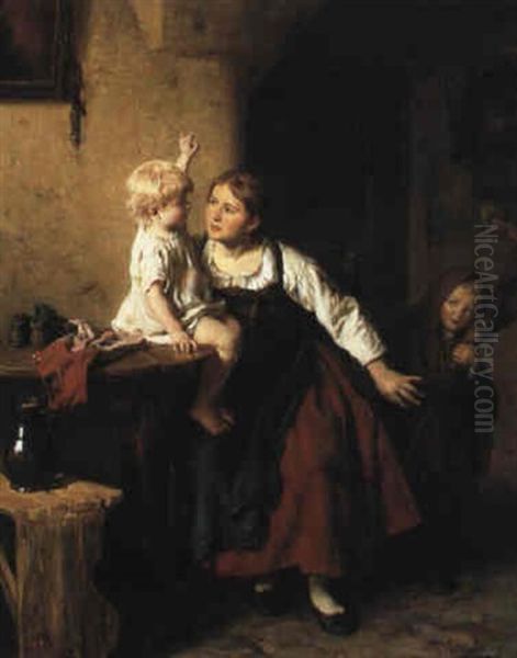 The Young Mother Oil Painting by Felix Schlesinger