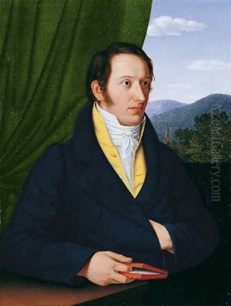 Bildnisse Des Heidelberger Mediziners Und Chemikers Prof. Leopold Gmelin Und Seiner Gemahlin Louise, Geb. Maurer Oil Painting by Johann Jacob Schlesinger