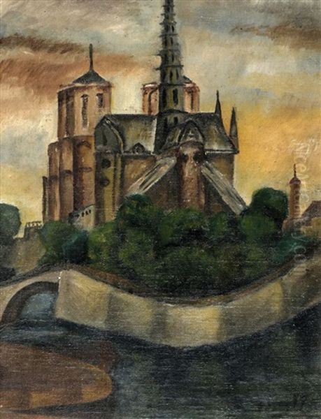 Notre Dame, Paris Oil Painting by Shmuel Schlesinger