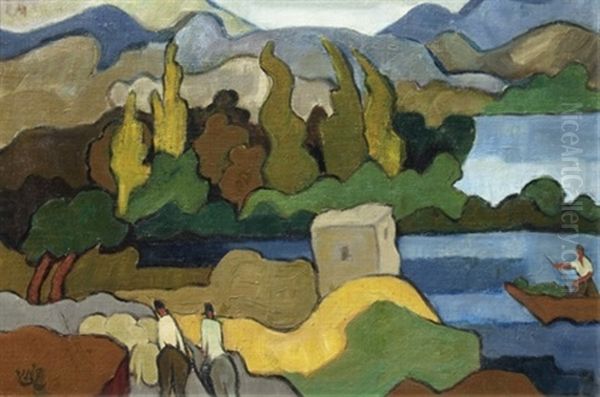 Kinneret Landscape Oil Painting by Shmuel Schlesinger